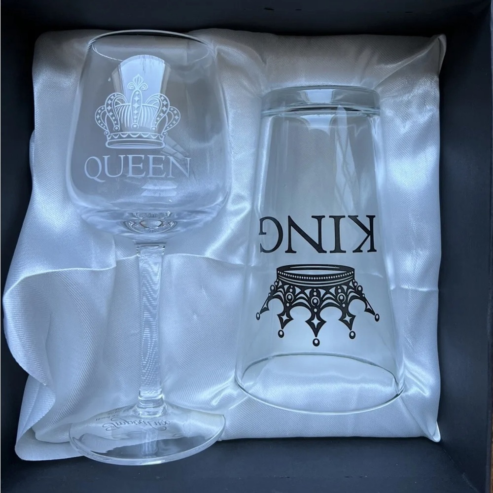 King Beer & Queen Wine Glass Set